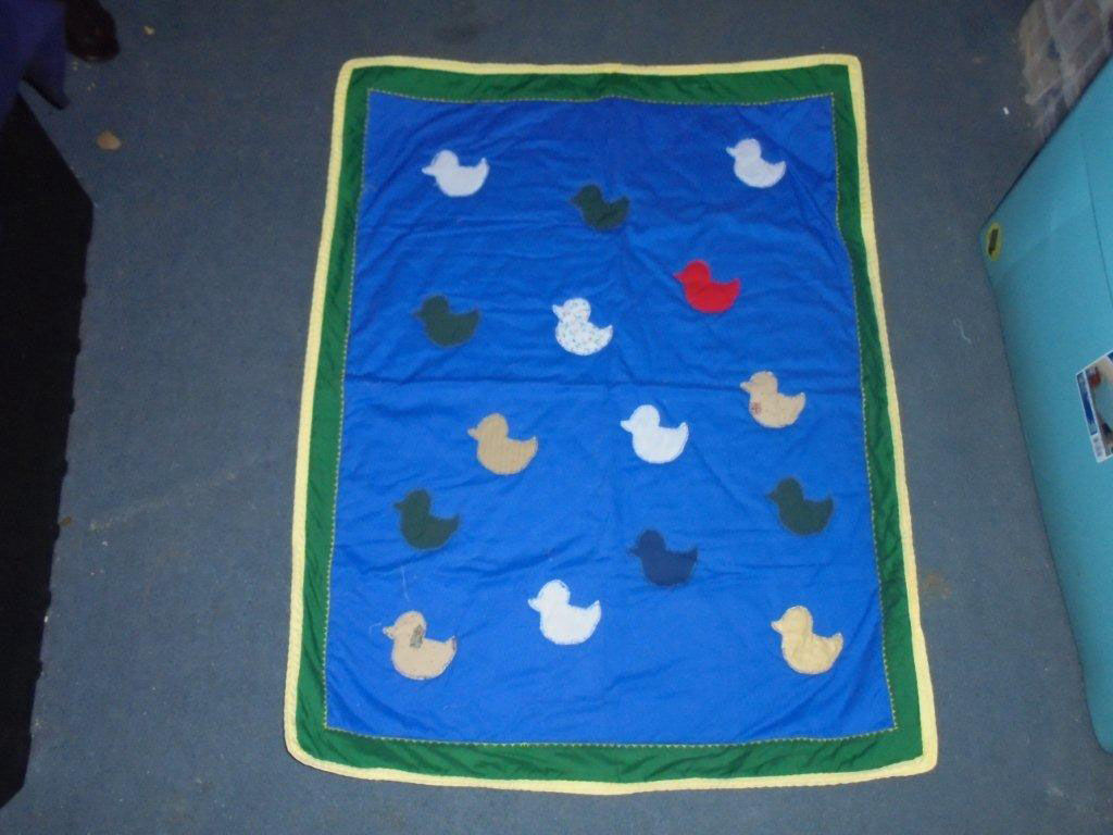 Click to purchase #1082  Baby Crib Quilt - Ducks on the Pond