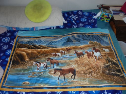 #1240 Horses running in the River 42"x26" $50